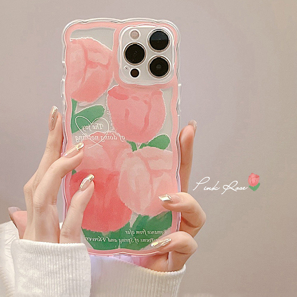 🔥Original Transparent Purple Tulip iPhone Case | Ultra - Protective Camera Guard | 3D Sensory Buttons