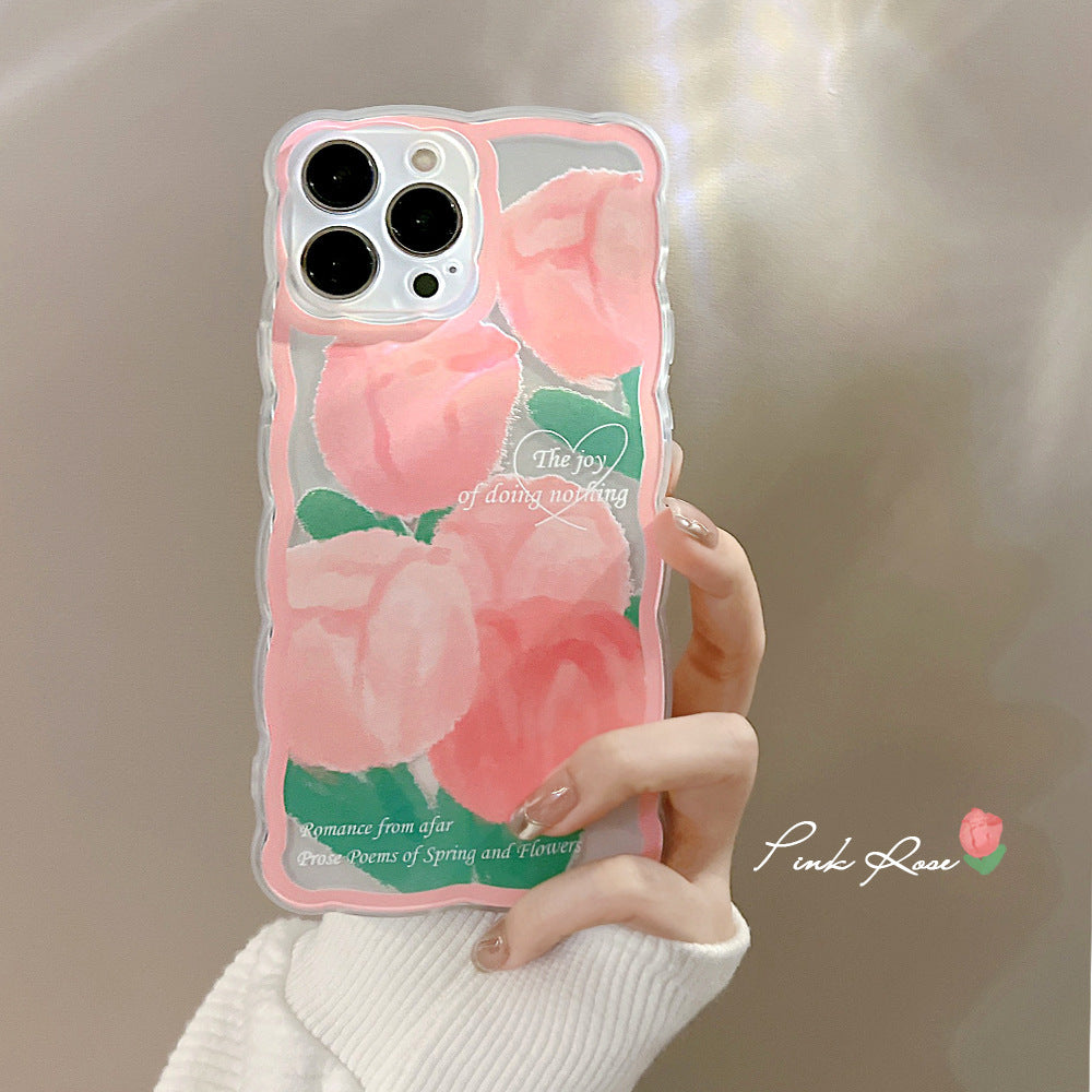 🔥Original Transparent Purple Tulip iPhone Case | Ultra - Protective Camera Guard | 3D Sensory Buttons