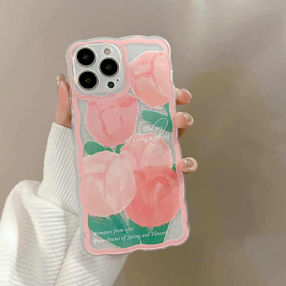 🔥Original Transparent Purple Tulip iPhone Case | Ultra - Protective Camera Guard | 3D Sensory Buttons